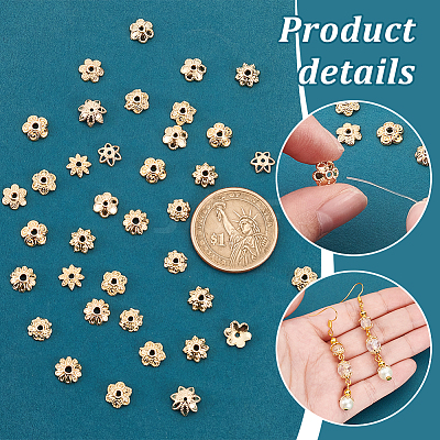 100Pcs 10 Styles Brass Bead Caps KK-PH0006-60-1