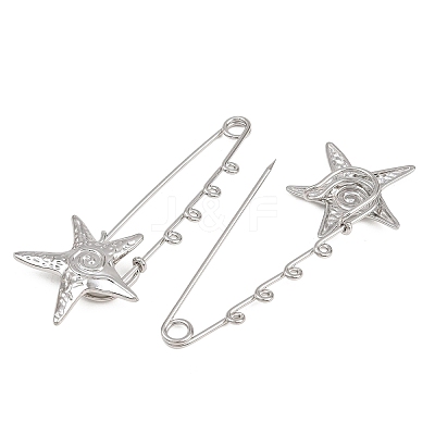 Starfish & Vortex 304 Stainless Steel Safety Pins Brooch Findings SA-CBA098D-16A-P04-1