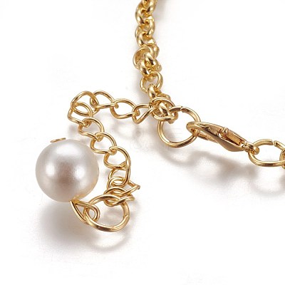 Natural Conch Shell Charm Bracelets BJEW-WH0005-01P-1