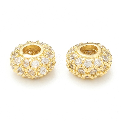 Brass Micro Pave Cubic Zirconia Beads KK-P228-56G-1