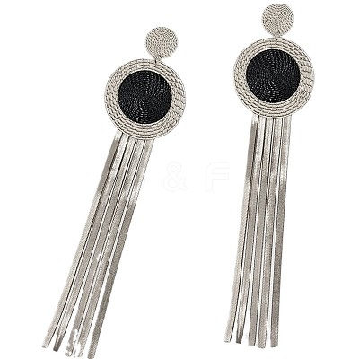 Iron Flat Round Tassel Stud Earrings FS-WG4A301-02-1