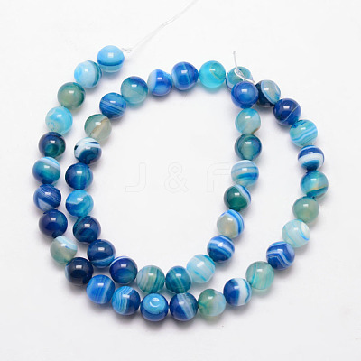 Natural Striped Agate/Banded Agate Bead Strands G-K166-13-6mm-1