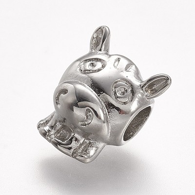 Tarnish Resistant 304 Stainless Steel European Beads STAS-F057-01-1