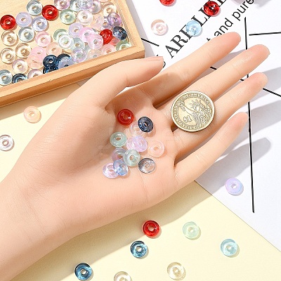 100Pcs 10 Colors Transparent Glass European Beads GLAA-YW0003-91-1