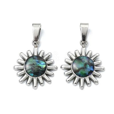 Natural Paua Shell Pendants PALLOY-JF05606-02-1
