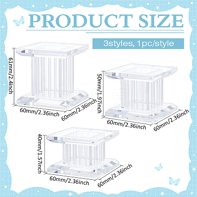 3Pcs 3 Sizes Square Acrylic Jewelry Display Pedestals ODIS-WH0038-170A-1