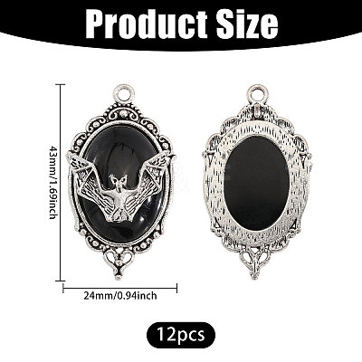 12Pcs Vampire Bat Shaped Alloy Enamel Pendants ENAM-CA0001-87B-1