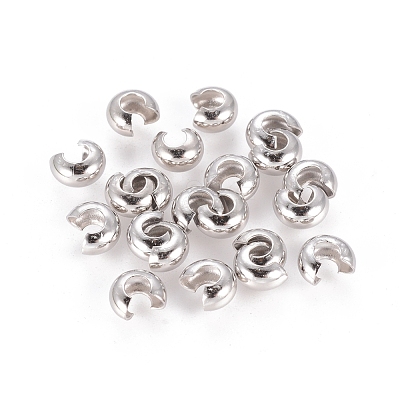 Platinum Color Brass Crimp End Beads Covers for Jewelry Making X-KK-H290-NFN-NF-1