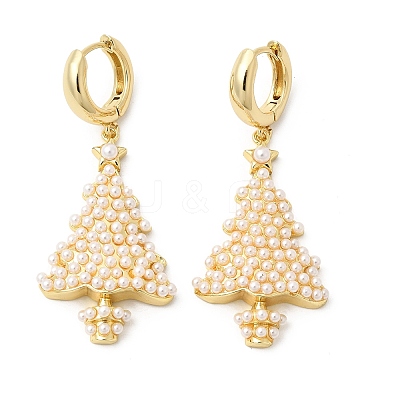 Christmas Brass Dangle Stud Earrings EJEW-L306-05G-1