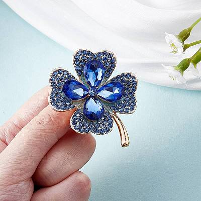 Cubic Zirconia Clover Brooch Pin JBR105B-1