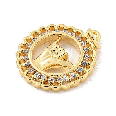 Brass Micro Pave Clear Cubic Zirconia Pendants KK-U007-01G-08-1