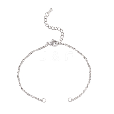 2Pcs 2 Colors 304 Stainless Steel Singapore Chain Bracelet Making AJEW-JB01345-1