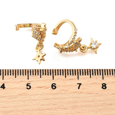 Brass Micro Pave Clear Cubic Zirconia Cuff Earrings EJEW-F370-28G-1