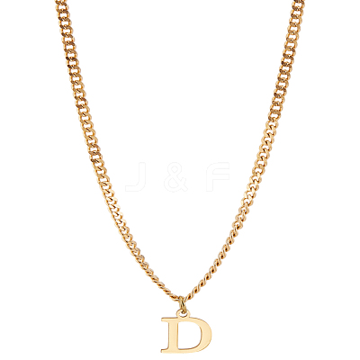 1Pc 304 Stainless Steel Letter Pendant Necklaces NJEW-LP0001-33D-G-1