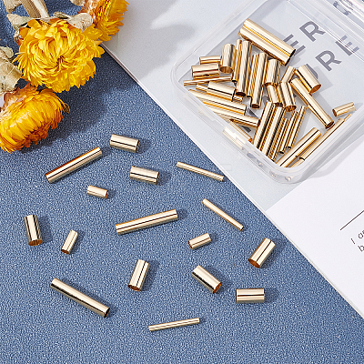 60Pcs 4 Styles Brass Tube Beads KK-PH0002-31G-1