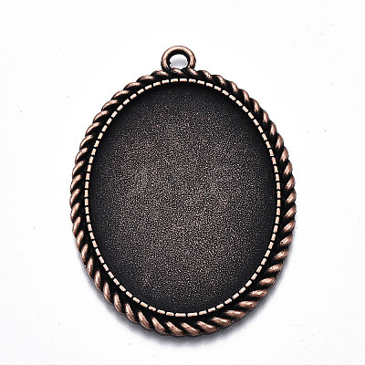 Tibetan Style Alloy Pendant Cabochon Settings LS-TIBEP-N003-17R-1