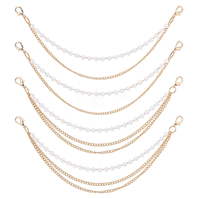 4Pcs 2 Styles Alloy & Imitation Pearl Three-layer Boot Strap Chains AJEW-ME0003-09-1