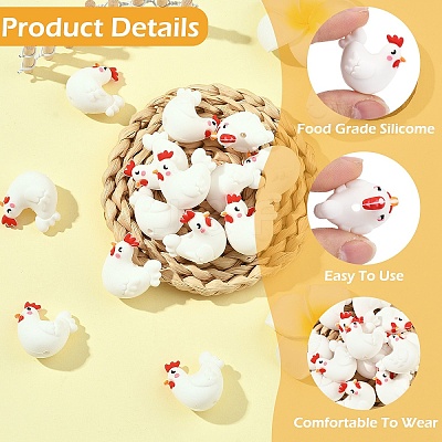 8Pcs Independence Day Theme Silicone Beads SIL-YW0002-39-1