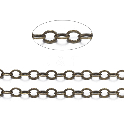Brass Flat Oval Cable Chains X-CHC029Y-AB-1