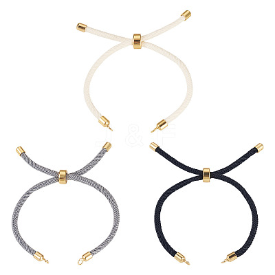 3Pcs 3 Colors Round Nylon Twisted Cord Slider Bracelet Making MAK-TA0001-32-1