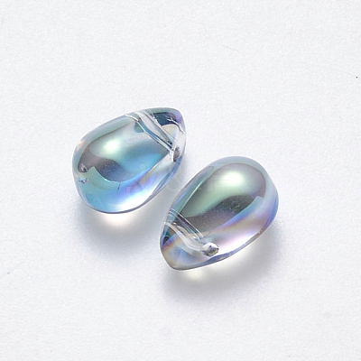 Transparent Spray Painted Glass Charms GLAA-R211-03-D02-1