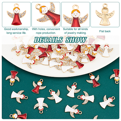 60Pcs 2 Colors Alloy Enamel Pendants ENAM-DC0001-08-1