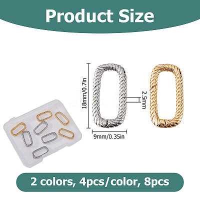 8Pcs 2 Colors Brass Spring Gate Rings KK-HS0015-10-1
