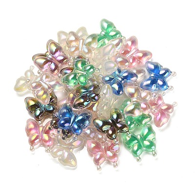 Luminous UV Plating Rainbow Iridescent Acrylic Beads OACR-F006-03-1
