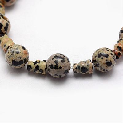 Natural Dalmatian Jasper 3-Hole Guru Bead Strands G-K149-30-1