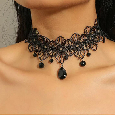 Gothic Style Resin Tassel Lace Chain Necklaces WG2E9D0-04-1