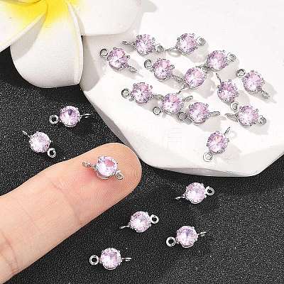 SHEGRACE Brass Pave Cubic Zirconia Flat Round Connector Charms XGRQ2O788-435B-P-1