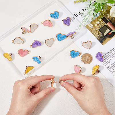 10 Sets 5 Colors Heart Alloy Adjustable Jean Button Pins DIY-FG0004-95-1