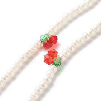 Round Shell Pearl Cherry Beaded Necklaces X1-NJEW-TA00001-1