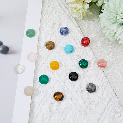 30Pcs 15 Style Natural & Synthetic Mixed Gemstone Cabochons G-FH0002-30-1
