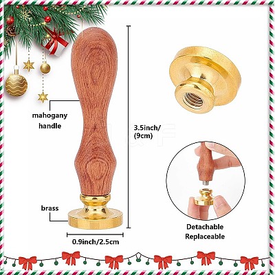 Brass Wax Seal Stamps with Wood Handle AJEW-WH0412-0413-1