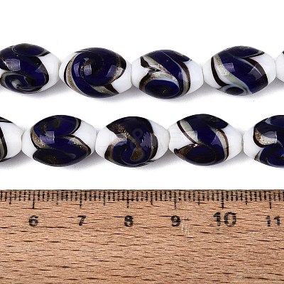 Handmade Gold Sand Lampwork Beads Strands LAMP-Q041-09A-1