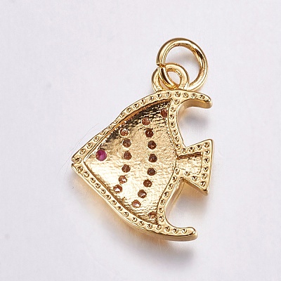 Brass Micro Pave Cubic Zirconia Pendants X-ZIRC-G125-77G-1
