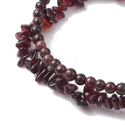 Chip & Round Natural Garnet Beaded Stretch Bracelets for Women BJEW-JB10189-04-1