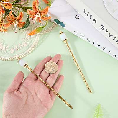 2Pcs Brass Hair Sticks OHAR-WR00003-1