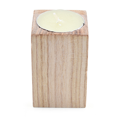 Natural Wood Candle Holder AJEW-T002-01-1