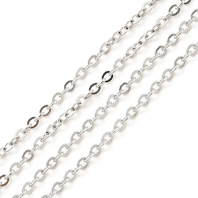 Anti-Tarnish Rhodium Plated 925 Sterling Silver Flat Cable Chains STER-F052-04P-1