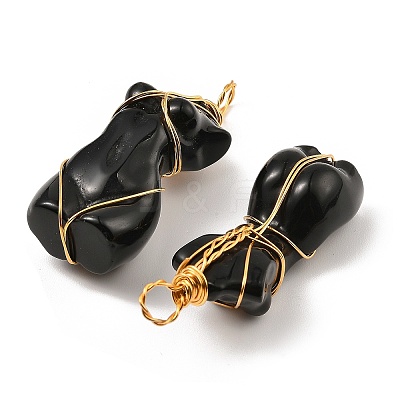 Natural Obsidian Pendants G-K338-30G-07-1