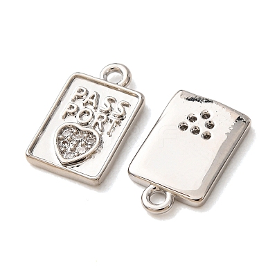 Brass Micro Pave Clear Cubic Zirconia Charms CU-CBA2907-07P-1