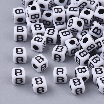 White Opaque Acrylic Beads MACR-R869-02B-1