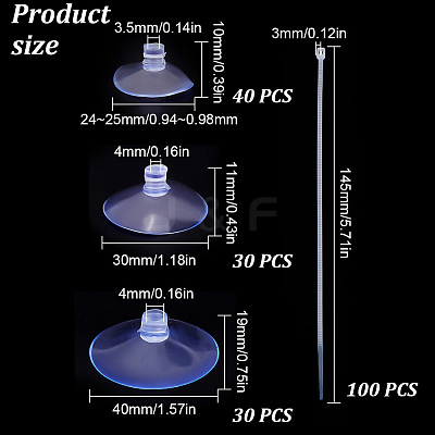 100Pcs Transparent PVC Suckers PVC-GO0001-01-1