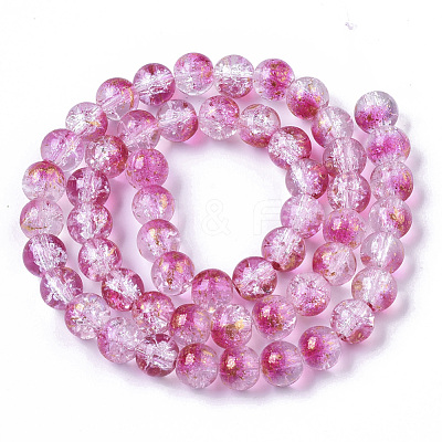 Transparent Spray Painted Crackle Glass Bead Strands GLAA-N035-03C-A04-1