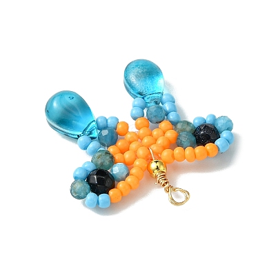 Beaded Butterfly Charms PALLOY-MZ00430-01-1