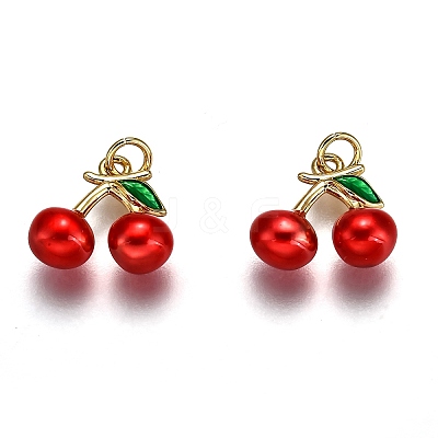 Brass Enamel Charms KK-B026-13G-01-1