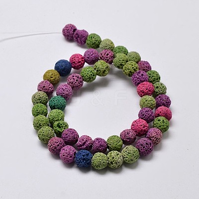 Natural Lava Rock Round Bead Strands G-I124-6mm-07-1