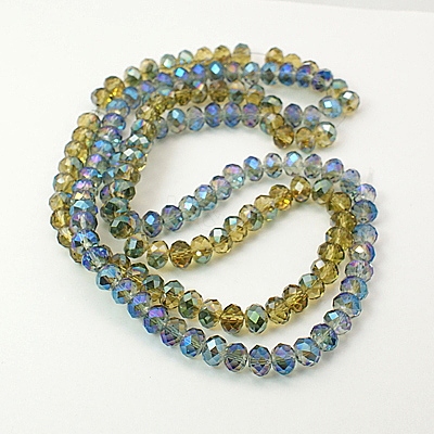Electroplate Glass Faceted Rondelle Beads Strands EGLA-D020-6x4mm-M-1